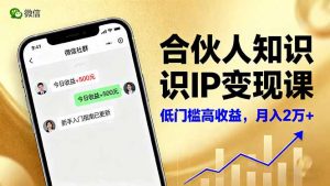 合伙人知识IP变现课,微信生态,内容创作与爆款打造,全网引流,新手月入2w+-云慧网创